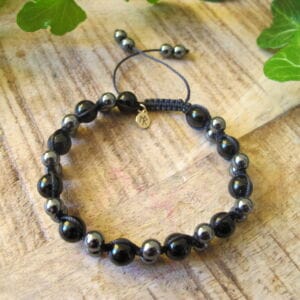 Kristallarmband Helgrind med Svart Obsidian och Hematit